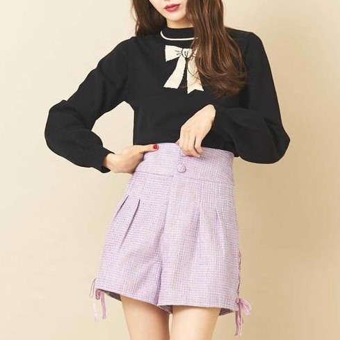 Titty Co Y9330 003 花呢側緞帶綁帶短褲 3色 蝦皮購物