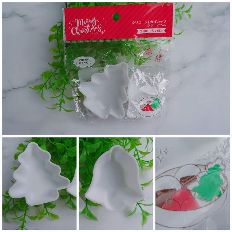 日本新款聖誕樹&amp;鈴鐺造型矽膠小菜杯（2枚入）