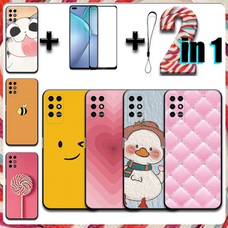 2 合 1 Infinix Note 8 手機殼帶鋼化玻璃陶瓷螢幕保護膜女孩