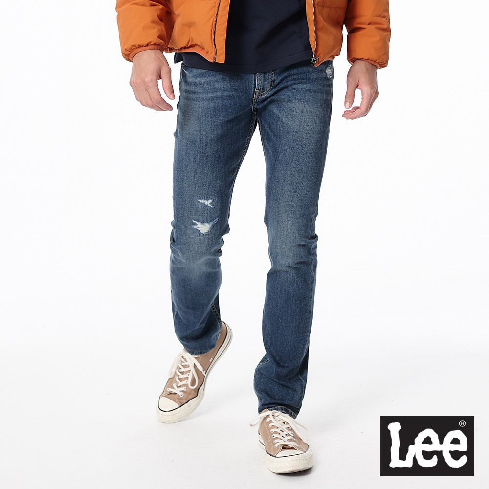 Lee 706 彈性低腰合身窄管牛仔褲 男 中藍 Modern LL200229ADU