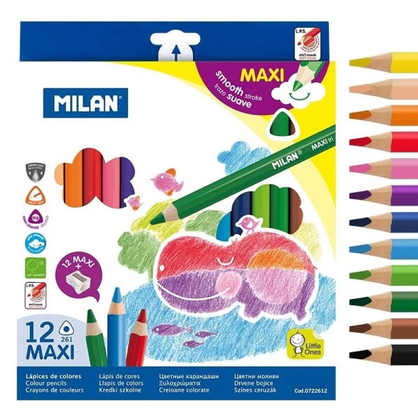 MILAN 學齡前的第一盒色鉛筆-12色(附削筆器)【麗兒采家】