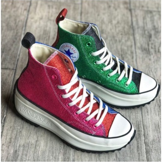 converse run star hike glitter