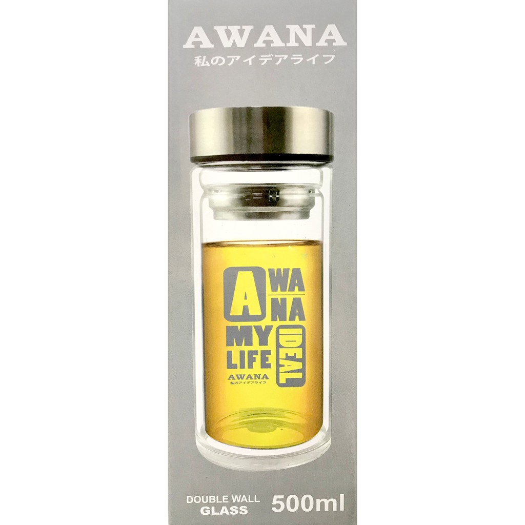 ~傳家寶~ AWANA GL-500 寬口濾網雙層玻璃杯 500ml 玻璃瓶 玻璃水壺 雙層防燙