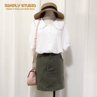 《SIMPLY STUDIO 》法式甜系珍珠娃娃領顯瘦純色雪紡上衣 3色