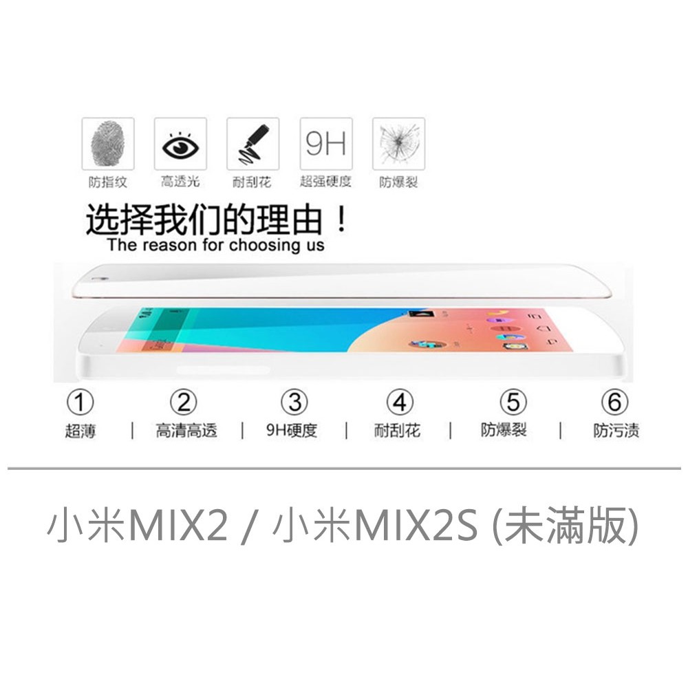 MI 小米MIX2 通用 小米MIX2S 未滿版 半版 不滿版 非滿版 玻璃貼 鋼化膜 9H 2.5D
