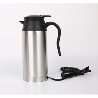kiko雜貨鋪12V&24V 750ML 車用燒水壺 貨車燒水 不銹鋼車用電熱水壺 加熱保溫 汽車杯旅行壺