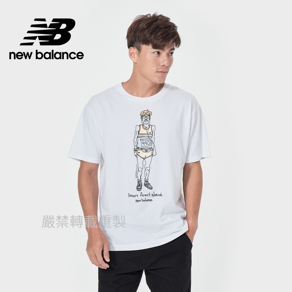 【New Balance】 NB 插畫短袖上衣_男性_白色_AMT11543WT
