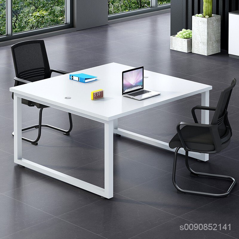 BENNY中偉員工位辦公桌現代簡約鋼木職員寫字檯會議桌 雙人位1000*1200*750mm