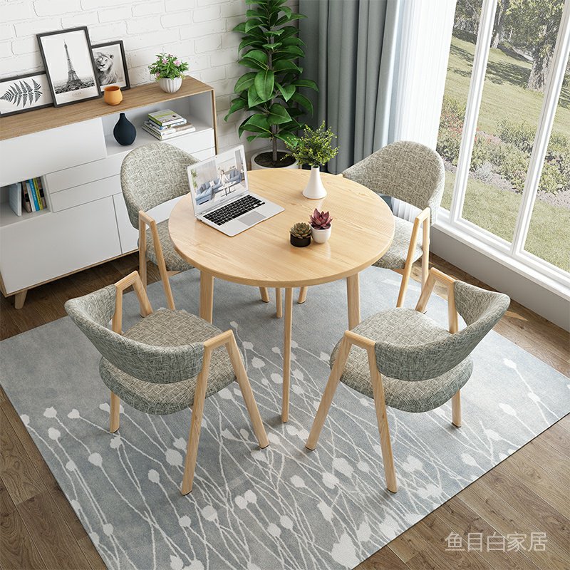 魚目白家居簡約接待洽談會客辦公室休閒桌椅組合咖啡廳奶茶店小戶型圓形餐桌ykgt 蝦皮購物