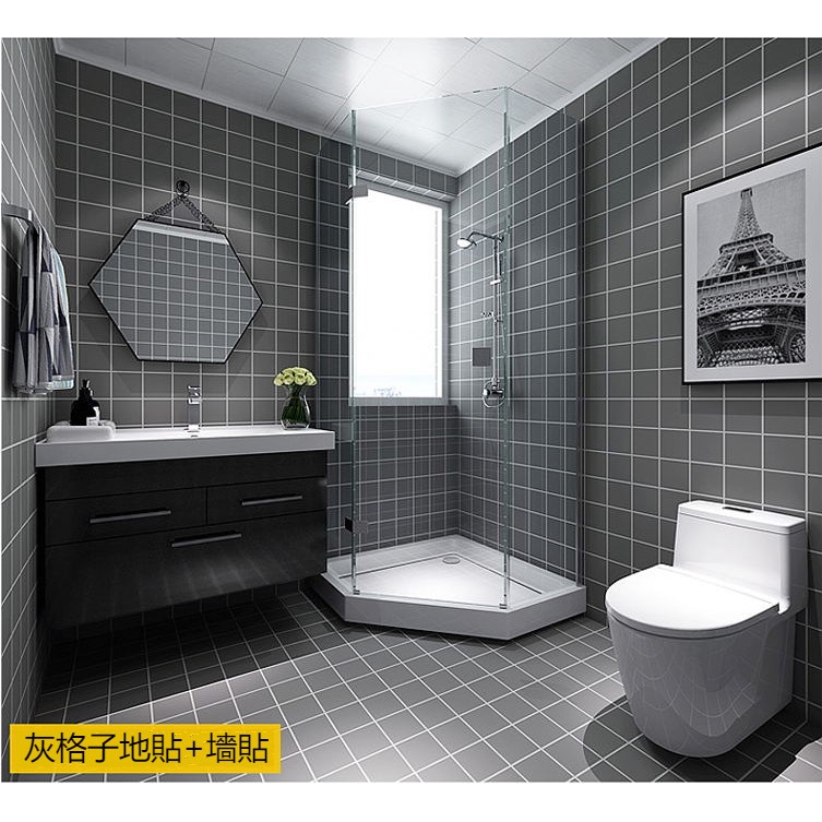 3m 衛生間地貼防水耐磨廚房自粘牆紙地板貼紙浴室瓷磚貼廁所地磚貼紙浴室地面貼紙防滑廚房地板貼衛生間自粘地板貼紙裝飾貼