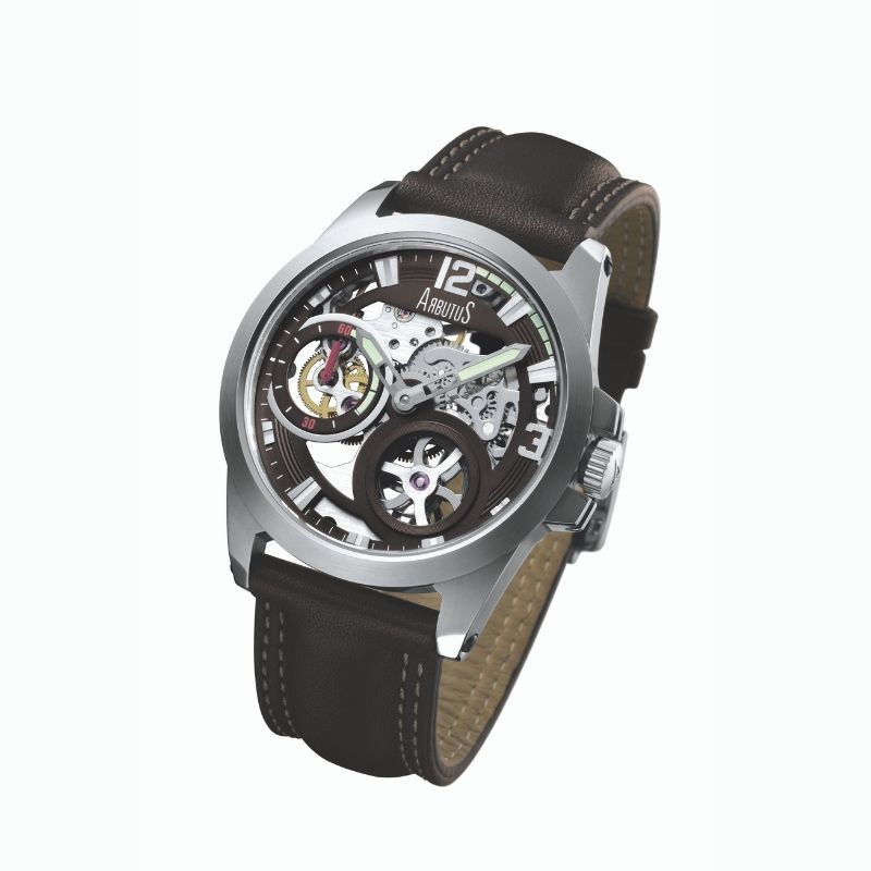 愛彼特ARBUTUS AR709SFF 紐約設計 鏤空設計機械錶 真皮錶帶 啡色小牛皮錶帶 原廠公司貨