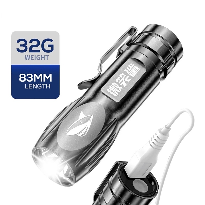 [高品質 USB 可充電迷你 ABS 家用和戶外手持手電筒] [高亮度、防水極亮 LED 手電筒，適用於遠足、露營相關]