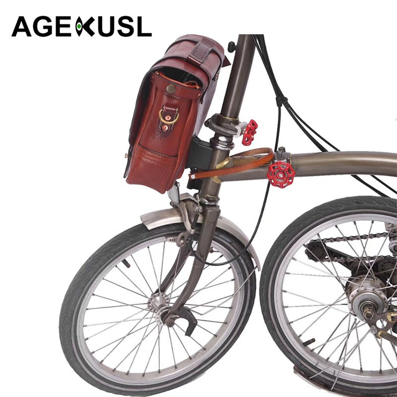 AGEKUSL 折疊自行車豬鼻拉繩真皮快拆繩拉繩用於Brompton Pike 3 Sixty折疊自行車包