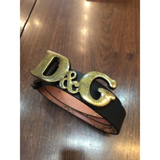 。DOLCE &GABBANA D&G 防舊頭logo黑色皮帶