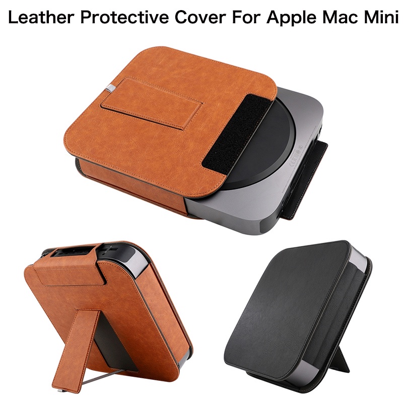 Pu 皮革支架支架保護套, 用於 2020 M1 Mac Mini 桌面 2018 全保護袋套防滑防震