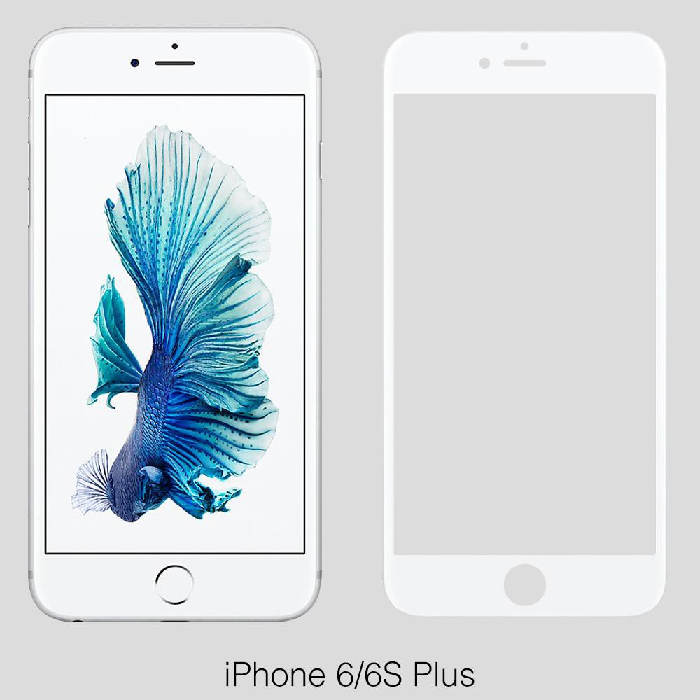Apple iPhone 6/6S Plus5.5吋/日本AGC9H超高硬度鋼化二次強化玻璃-3D曲面滿版白色 現貨