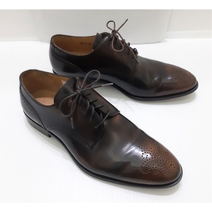 Bally 精品正品 近新derby wing-tip超質感棕色雕花綁帶 德比/牛津紳士鞋 男鞋 EU6.5/US7.5