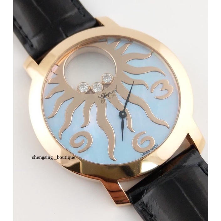 （新錶參考售價40.9萬🚀） 二手正品] Chopard蕭邦 快樂鑽 18k玫瑰金 40mm 貝母面 石英機芯 手錶腕錶