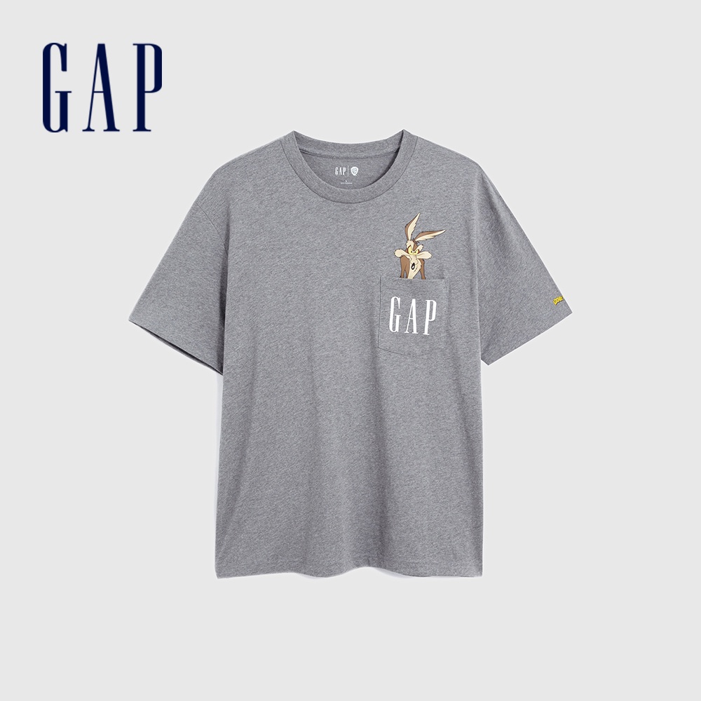 Gap 男裝 Gap x Warner Bros聯名 Logo純棉短袖T恤-灰色(846061)