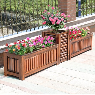 [優品藝術生活｜防腐花箱]防腐木花箱戶外庭院長方形種植箱碳化木花箱木花槽加厚陽臺種植箱