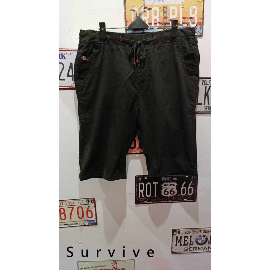 Survive 3xl Dbd素面黑色彈性鬆緊短褲拉繩鬆緊帶彈性素面美式休閒基本款百搭重磅數舒適 蝦皮購物