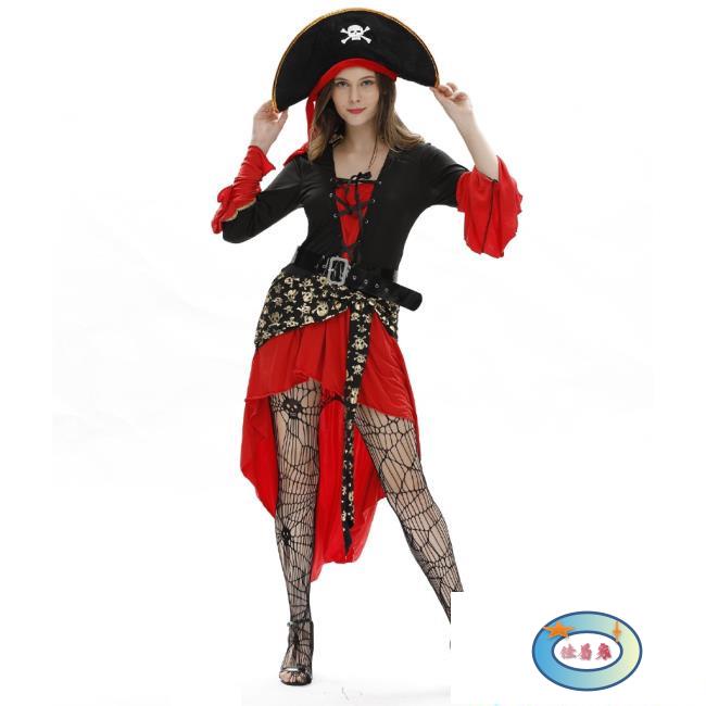 大尺碼 女士 萬聖節 性感 女海盜服裝 cosplay 角色扮演 制服 舞臺 變裝派對 表演服裝