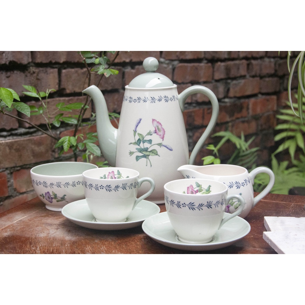 【旭鑫】Spode Morning glory 英國 骨瓷 歐洲古董 瓷器 杯組 咖啡杯 茶杯 E.16