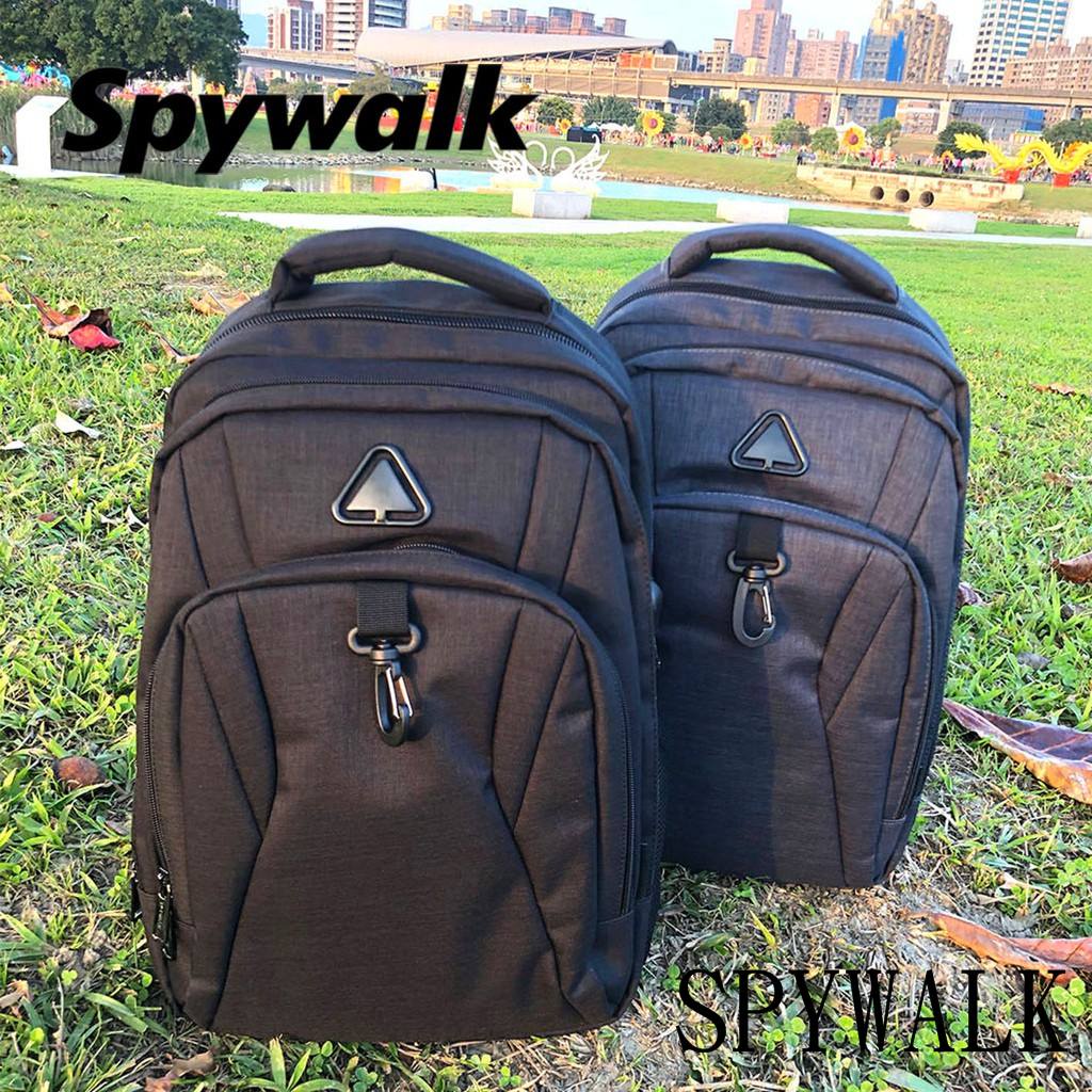 【免運】SPYWALK 勝德豐 USB防盜後背包 筆電後背包 休閒後背包 書包 胸扣 #9132黑色