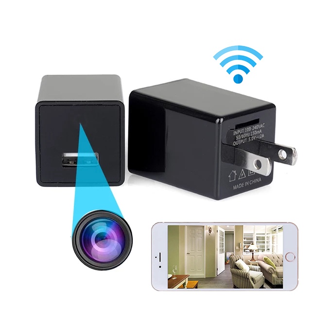 遠程密錄器 鏡頭包膜不閃光 WiFi充電頭針孔攝影機 豆腐頭攝影機