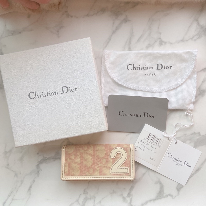 現貨日本二手正品迪奧Christian Dior經典粉色老花鑰匙包 Dior老花小物包 DIOR 迪奧包 Dior鑰匙包