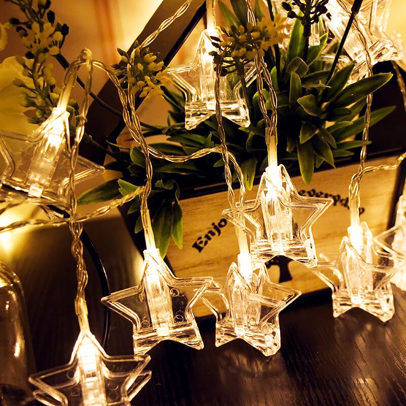 派對城 現貨 【LED裝飾燈串1.5米暖光-夾子燈】 歐美派對 燈串 聖誕樹裝飾 聖誕節 聖誕佈置 派對佈置 拍攝道具