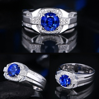 現貨 斯里蘭卡 2克拉 皇家藍 藍寶石 戒指 藍剛玉 奧地利水晶 925銀 二度燒藍寶石 可調式戒圍 33