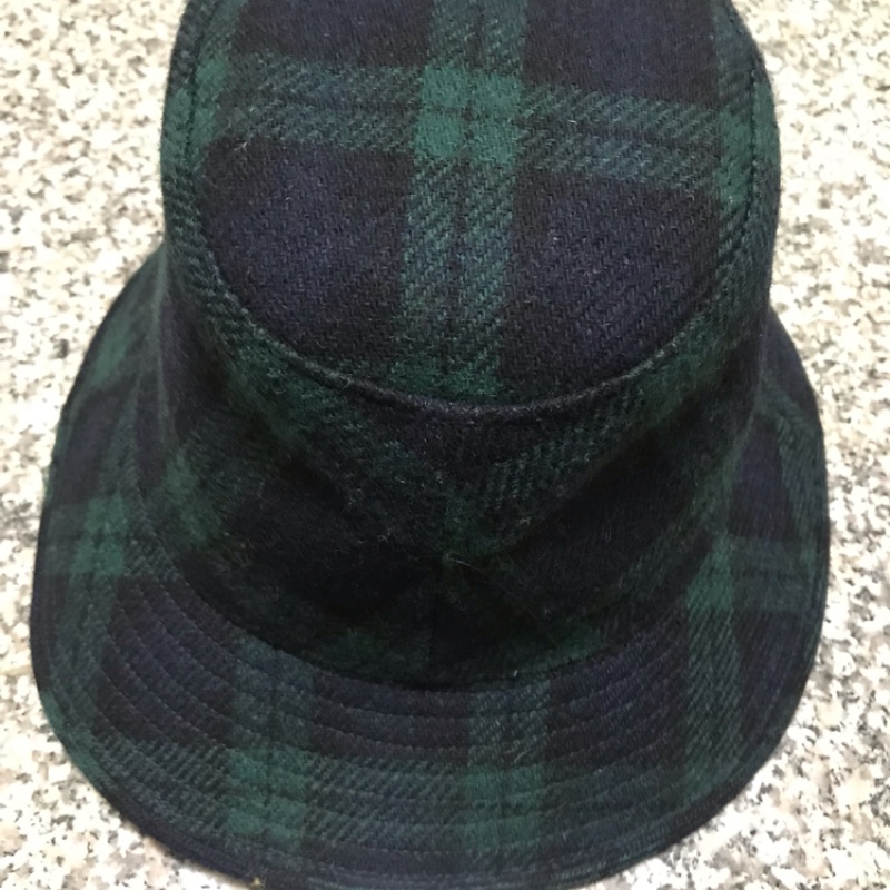 無印良品MUJI綠色蘇格蘭紋 毛呢漁夫帽