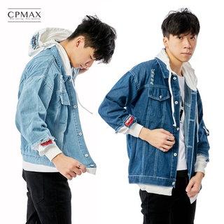 【CPMAX】假兩件牛仔連帽外套 連帽外套 外套男 外套 情侶 休閒外套 男生外套 牛仔 韓版外套 男士外套【C98】