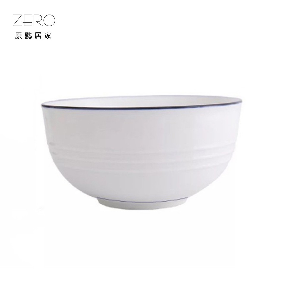 ZERO原點居家 簡約藍線 飯碗 盤子 平盤 餐盤 醬油碟 醬料碟 創意北歐風 陶瓷餐盤飯碗 家用陶瓷餐具