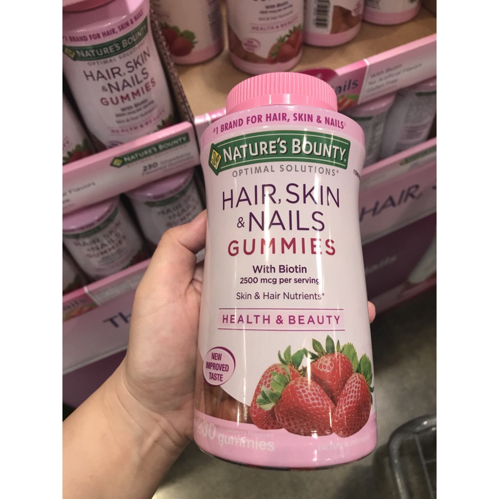美國代購-Nature's Bounty頭髮，皮膚和指甲膠原蛋白 維他命草莓口味軟糖(亮髮美肌用)/230粒