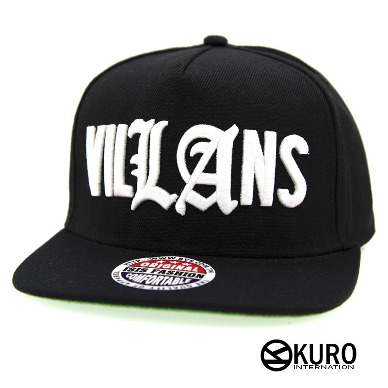 KURO-SHOP棒球帽 板帽  黑色 VILLANS  電繡  潮流新風格