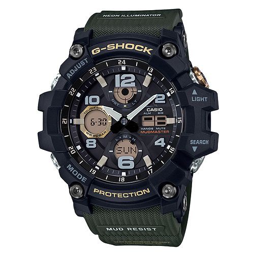 【CASIO】G-SHOCK 極限大陸防泥抗塵太陽能雙顯錶-黑X墨綠(GSG-100-1A3)正版宏崑公司貨