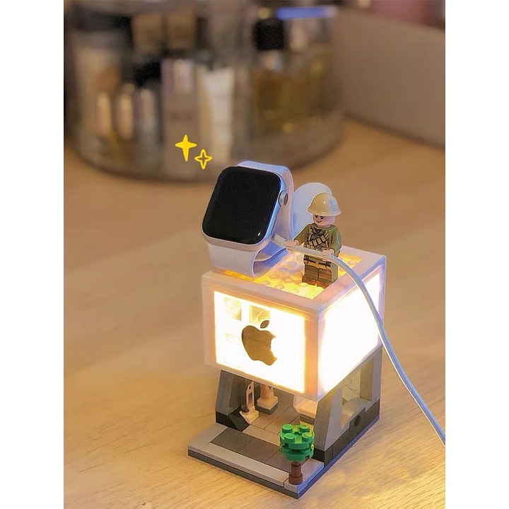 阿源3C_ 現貨 樂高積木 DIY 蘋果店迷你街景 手錶充電支架 Apple Watch 積木支架 充電支架