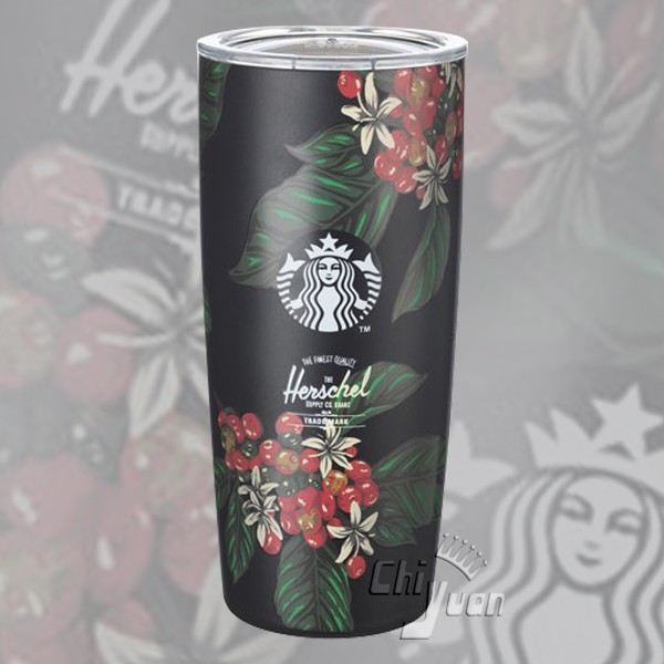 Starbucks 台灣星巴克 2021 PPC HERSCHEL 20oz SS杯 黑女神 不鏽鋼馬克杯 夏日咖啡花布