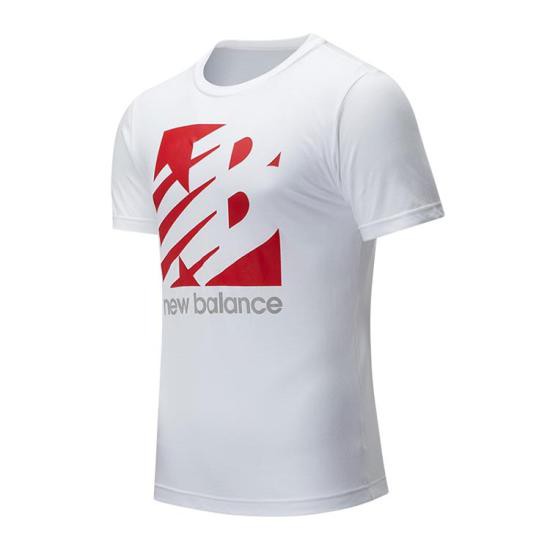 New Balance 男款白色大LOGO短袖上衣-NO.MT01906WT
