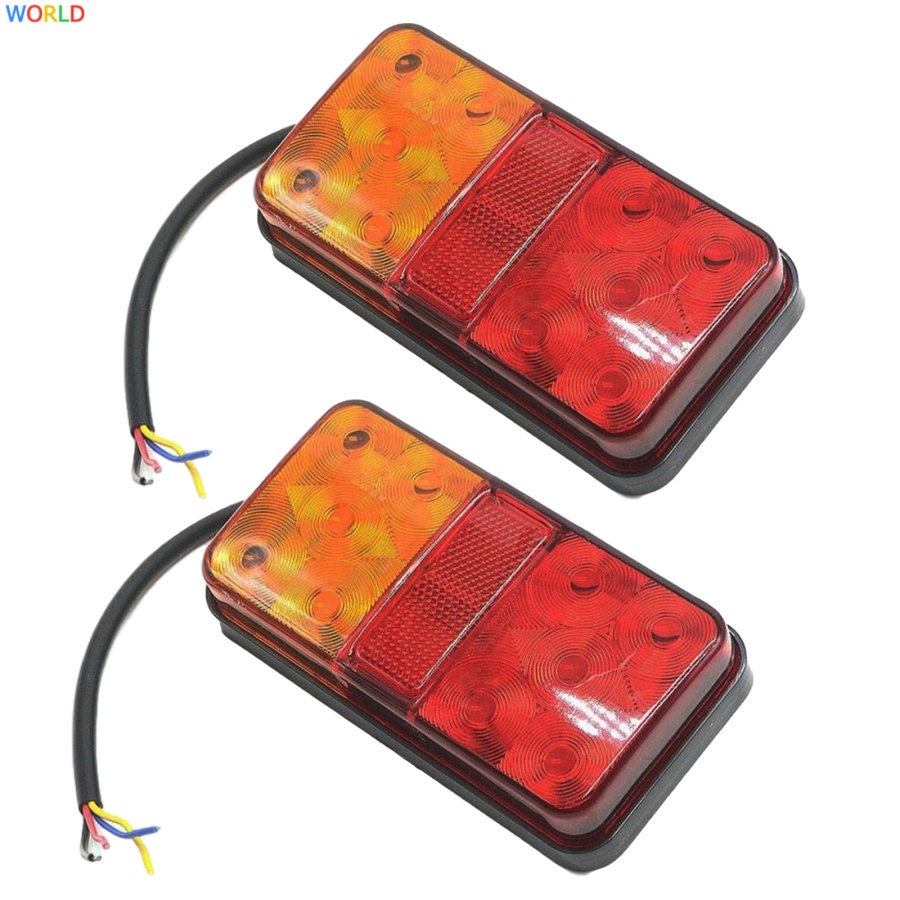 【世界】 2pcs 防水車 10LED 尾燈後燈後燈對船拖車 12V / 24V 後零件