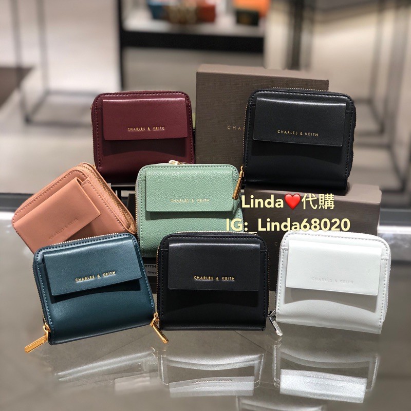 Linda❤️代購 現貨 小ck Charles &amp; keith 皮夾 短夾 零錢包 CK6-10770479-1