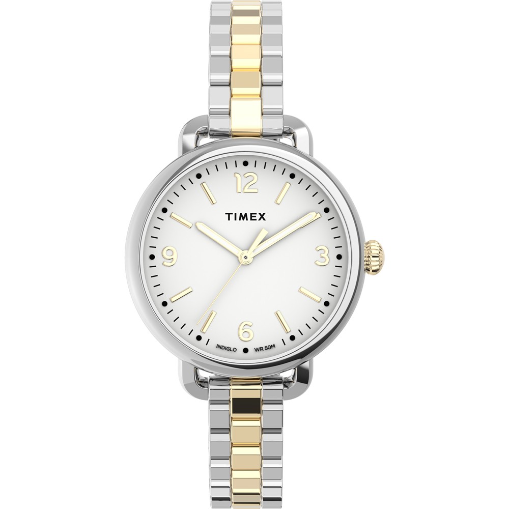 【TIMEX】天美時 風格系列 典雅知性女錶 ( 白面 / 銀金雙色 TXTW2U60200)