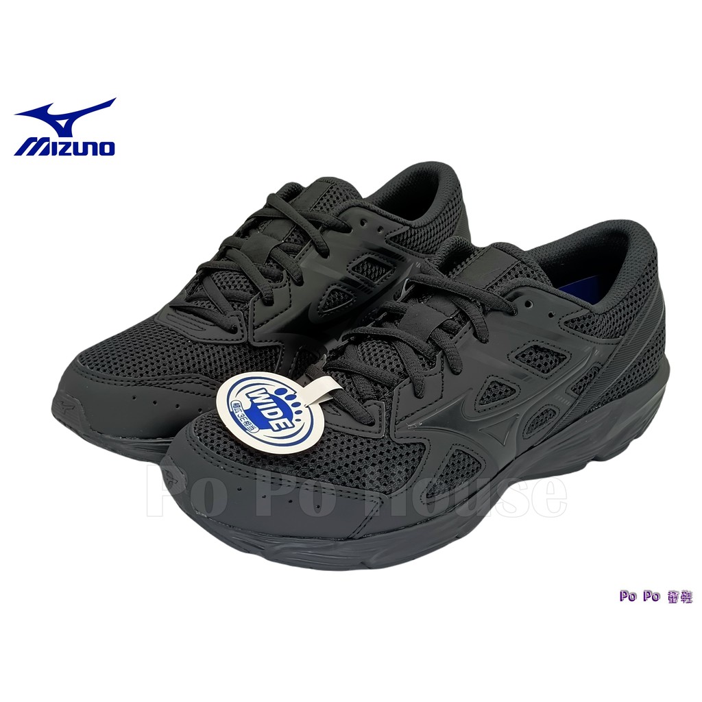 &lt;&gt;  MIZUNO 美津濃 全黑 慢跑鞋  寬楦 男鞋 女鞋 K1GA210209 (J9245)
