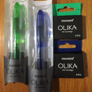 (鋼筆藍綠2筆 +補充墨水管2盒）*藍綠二套合售 Monami-OLIKA