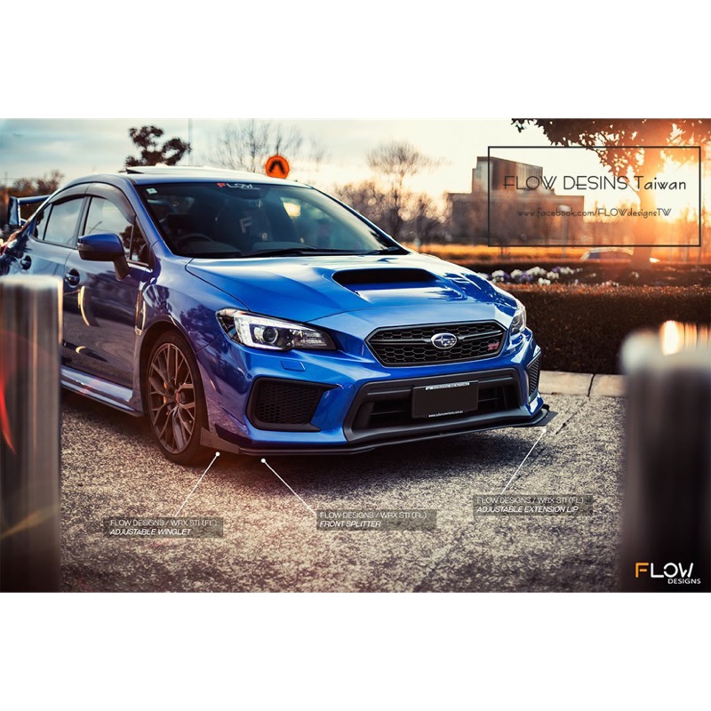 FLOW designs SUBARU 速霸陸  WRX STI 空力套件 前鏟 前下巴 多片式