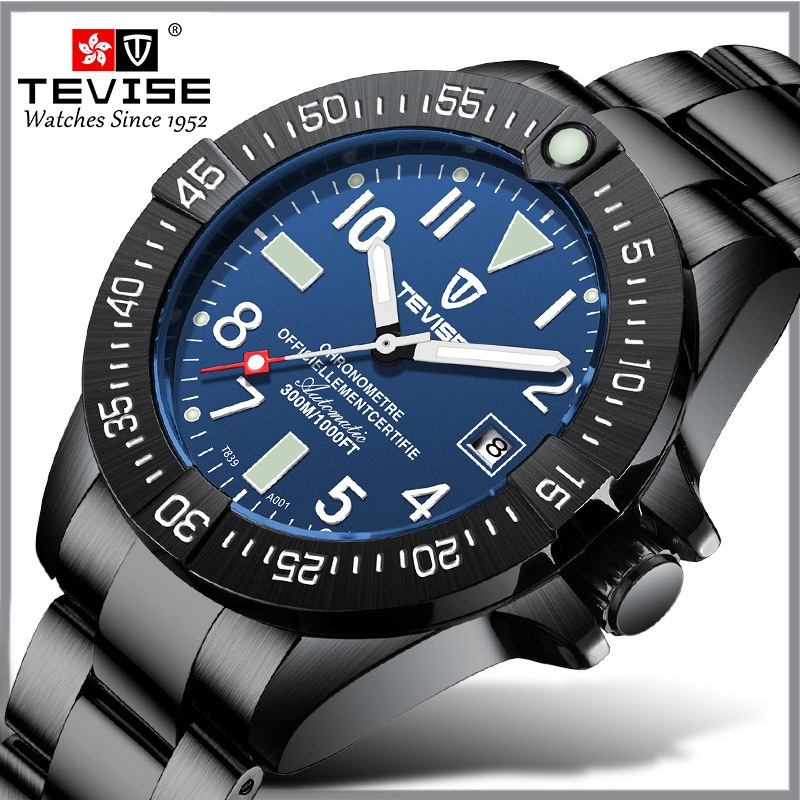【特威斯官方直營】瑞士TEVISE特威斯爆款高端運動手錶時尚全自動鋼帶男士手錶T839A-001
