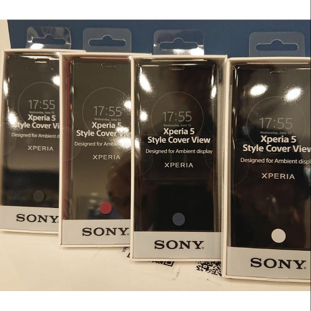 [[現貨特惠價]]SONY Xperia 5 SCVJ10原廠智能視窗皮套灰黑藍