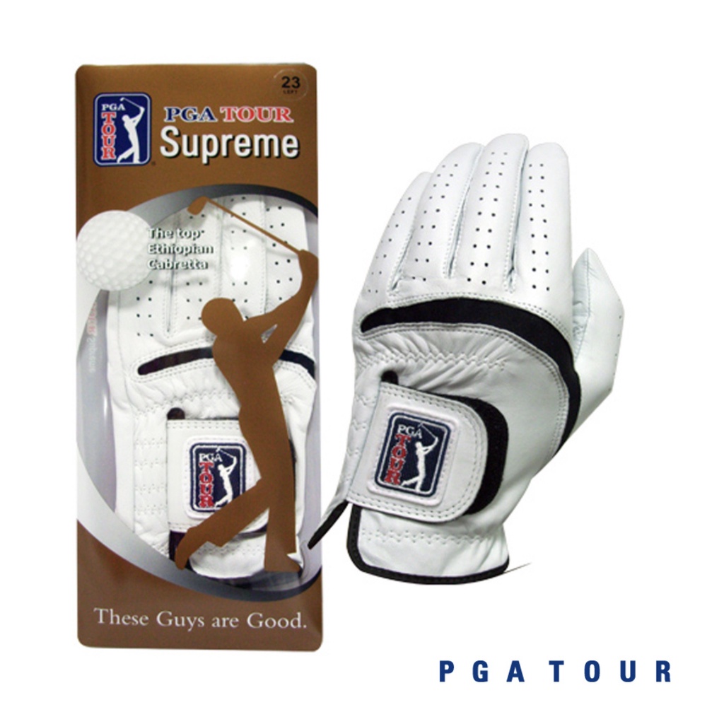 PGA男小羊皮高爾夫手套-白色